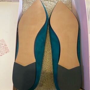 Teal colored suede flats